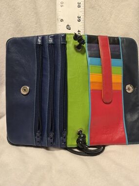 Mywalit Genuine Leather Multi-Zip Organizer Crossbody Bag, Cleaned & Conditioned